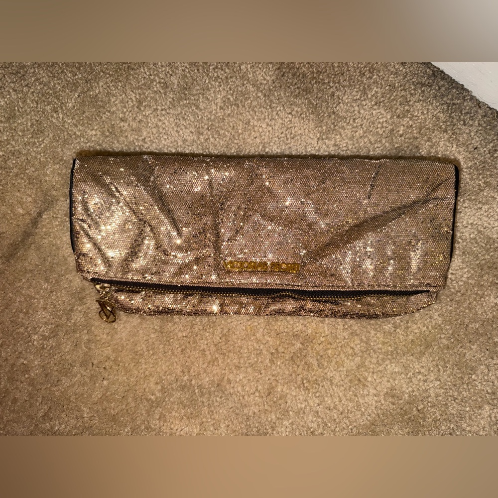 Victoria’s Secret Gold shimmer Foldover clutch bag